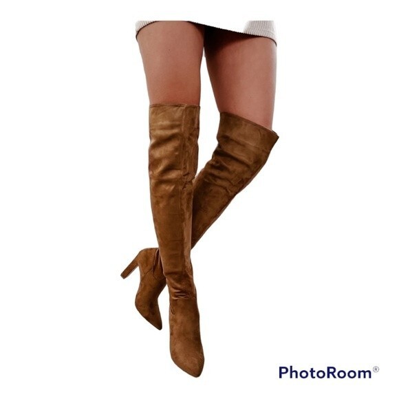 AALIYAH FAUX SUEDE OVER THE KNEE BILLINI BOOTS (BROWN FAUX SUEDE) 6 - Picture 1 of 4